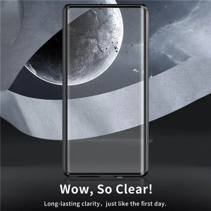 For Samsung Galaxy S22 Ultra 5G Phone Cover Magnetic Matte PC Case with HD Tempered Glass Film