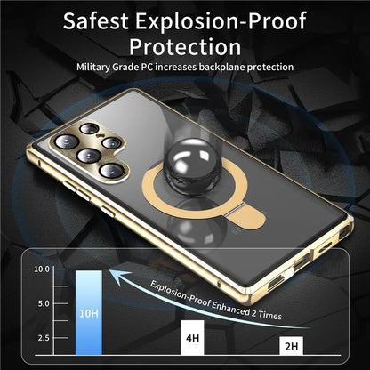 For Samsung Galaxy S22 Ultra 5G Phone Cover Magnetic Matte PC Case with HD Tempered Glass Film