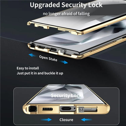 For Samsung Galaxy S22 Ultra 5G Phone Cover Magnetic Matte PC Case with HD Tempered Glass Film