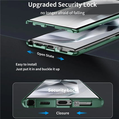 For Samsung Galaxy S22 Ultra 5G Phone Cover Magnetic Matte PC Case with HD Tempered Glass Film