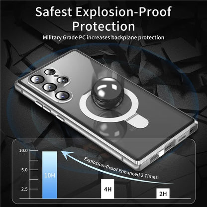 For Samsung Galaxy S22 Ultra 5G Phone Cover Magnetic Matte PC Case with HD Tempered Glass Film
