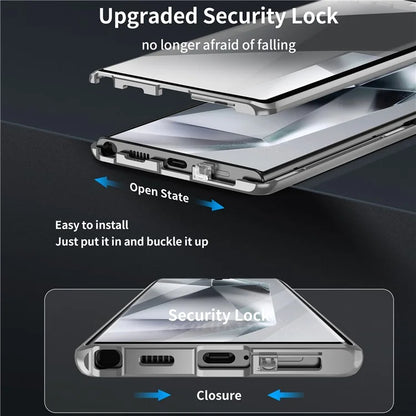For Samsung Galaxy S22 Ultra 5G Phone Cover Magnetic Matte PC Case with HD Tempered Glass Film