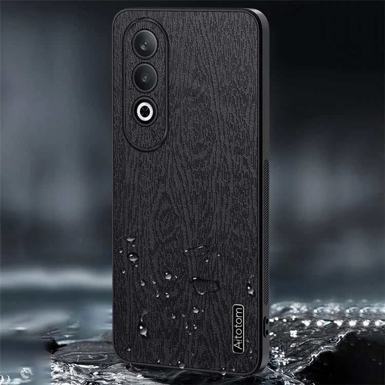 Cell Phone Cases for Oppo K12 Wood Texture PU Leather+PC+TPU Cover