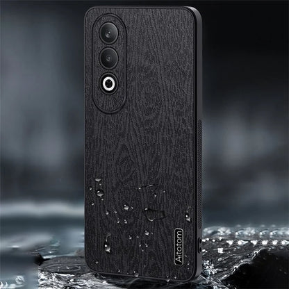 Cell Phone Cases for Oppo K12 Wood Texture PU Leather+PC+TPU Cover