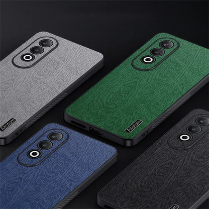 Cell Phone Cases for Oppo K12 Wood Texture PU Leather+PC+TPU Cover