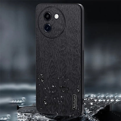 Cell Phone Cases for vivo Y200i 5G Shell Wood Texture PU Leather+PC+TPU Cover