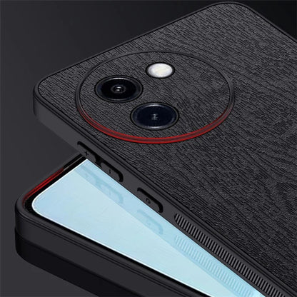 Cell Phone Cases for vivo Y200i 5G Shell Wood Texture PU Leather+PC+TPU Cover