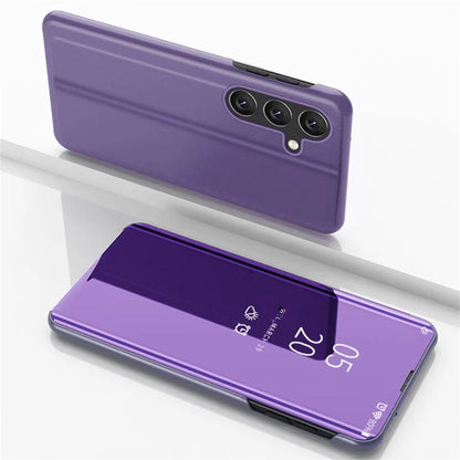 For Samsung Galaxy M55 5G / C55 5G / F55 5G Case Mirror Design View Window Stand Leather Phone Cover  /  Blue
