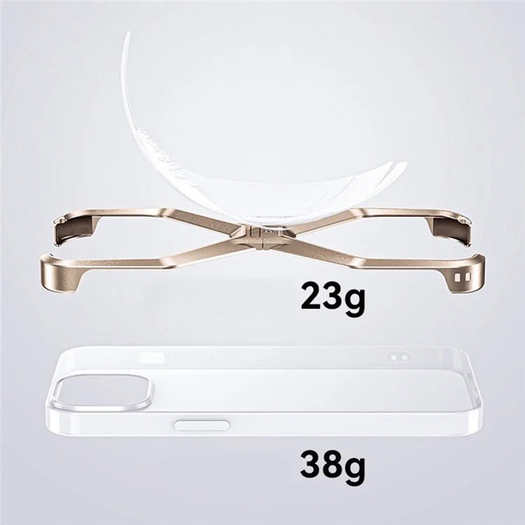 For iPhone 15 Pro Max Metal Phone Case X-Shape Frameless X-Shaped Back Cover