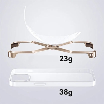 For iPhone 15 Pro Max Metal Phone Case X-Shape Frameless X-Shaped Back Cover