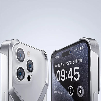 For iPhone 15 Pro Max Metal Phone Case X-Shape Frameless X-Shaped Back Cover
