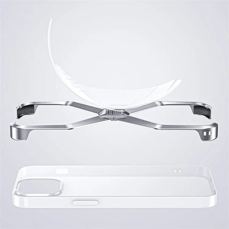 For iPhone 15 Pro Max Metal Phone Case X-Shape Frameless X-Shaped Back Cover