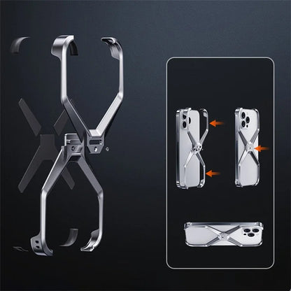 For iPhone 15 Pro Max Metal Phone Case X-Shape Frameless X-Shaped Back Cover