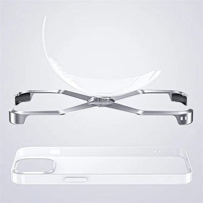 For iPhone 14 Pro Frameless Case X-Shape Minimalist Aluminium Alloy Slim Bumper Case