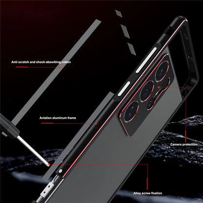 For Samsung Galaxy S24 Ultra Bumper Case Metal Frame Phone Cover with Camera Lens Protector
