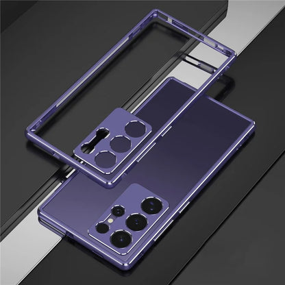 For Samsung Galaxy S24 Ultra Bumper Case Metal Frame Phone Cover with Camera Lens Protector