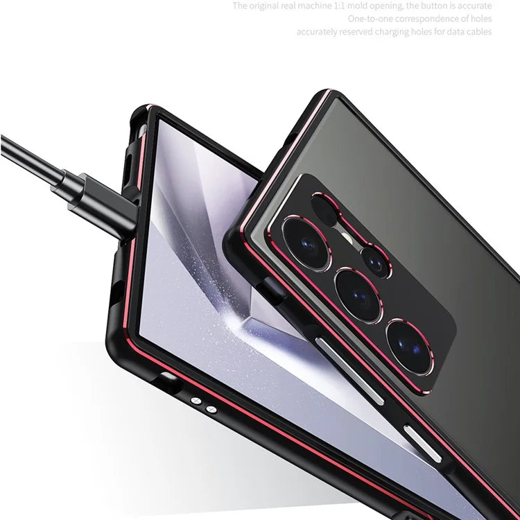 For Samsung Galaxy S24 Ultra Bumper Case Metal Frame Phone Cover with Camera Lens Protector