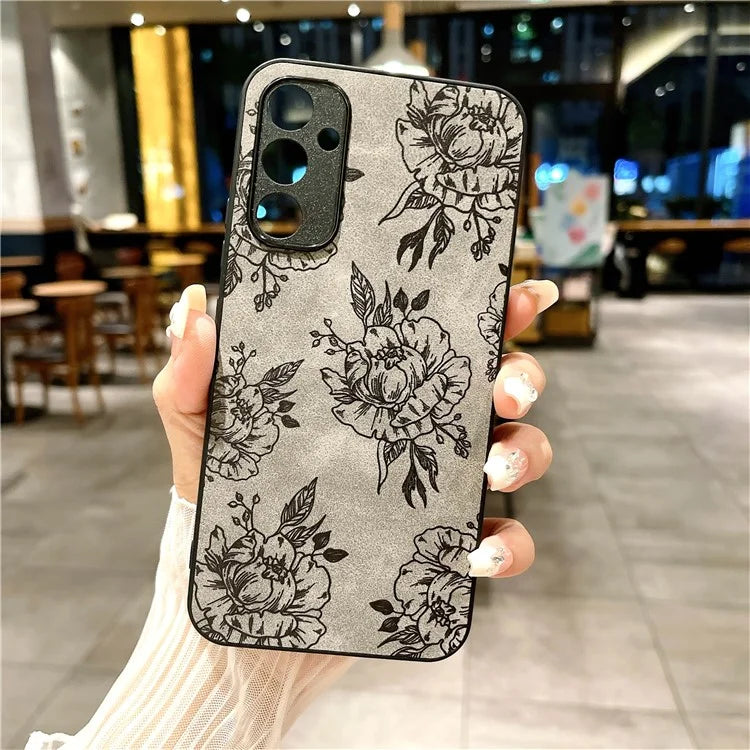 For Samsung Galaxy A05s 4G Phone Case Floral Retro Skin-Touch PU Leather+PC+TPU Back Cover
