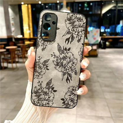 For Samsung Galaxy A05s 4G Phone Case Floral Retro Skin-Touch PU Leather+PC+TPU Back Cover