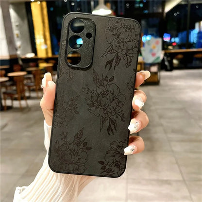 For Samsung Galaxy A05s 4G Phone Case Floral Retro Skin-Touch PU Leather+PC+TPU Back Cover