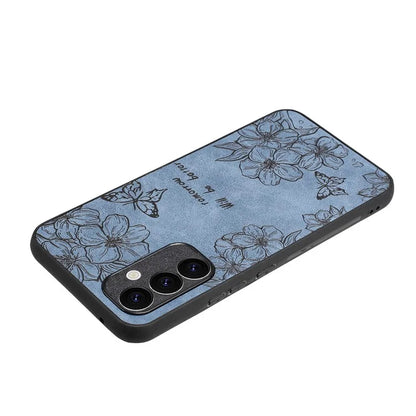 For Samsung Galaxy A34 5G Case Flower Pattern PU+PC+TPU Retro Phone Cover