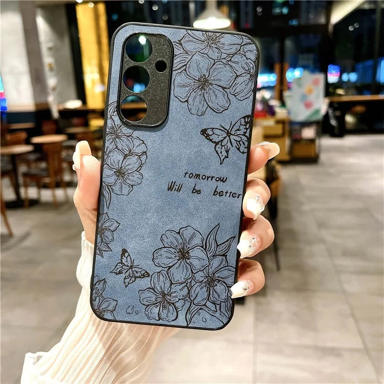 For Samsung Galaxy A34 5G Case Flower Pattern PU+PC+TPU Retro Phone Cover