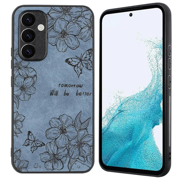 For Samsung Galaxy A34 5G Case Flower Pattern PU+PC+TPU Retro Phone Cover