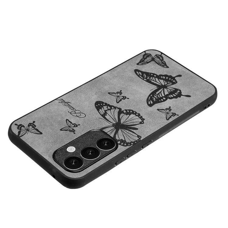 For Samsung Galaxy A34 5G Case Flower Pattern PU+PC+TPU Retro Phone Cover