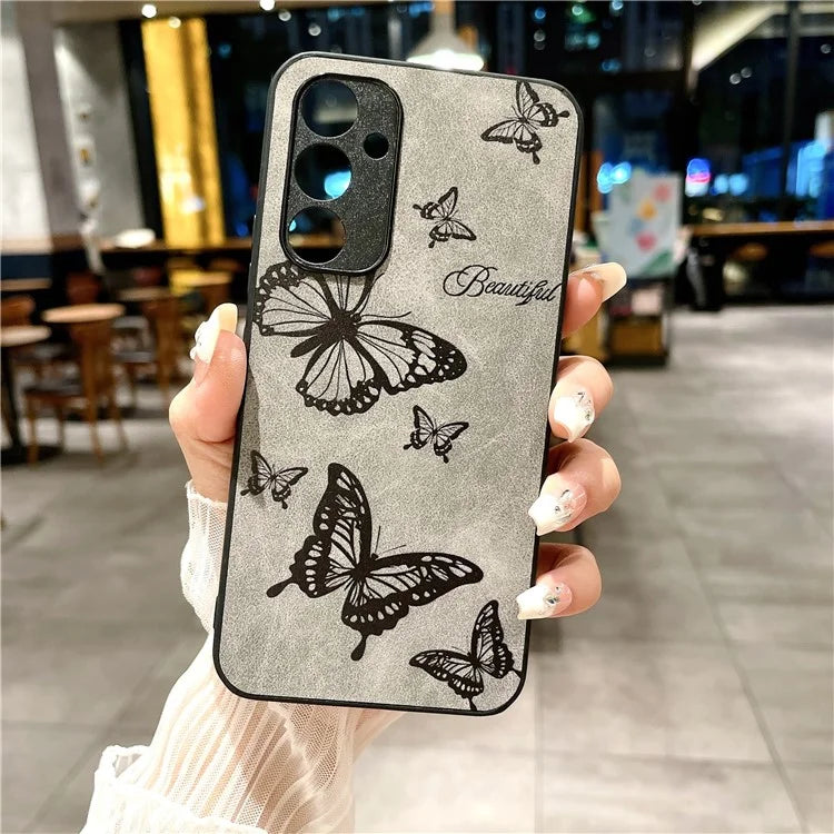 For Samsung Galaxy A34 5G Case Flower Pattern PU+PC+TPU Retro Phone Cover