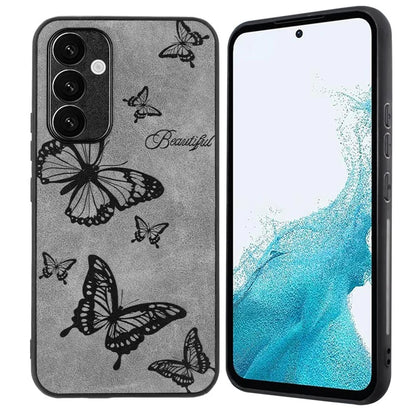 For Samsung Galaxy A34 5G Case Flower Pattern PU+PC+TPU Retro Phone Cover