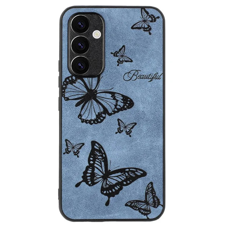 For Samsung Galaxy A34 5G Case Flower Pattern PU+PC+TPU Retro Phone Cover