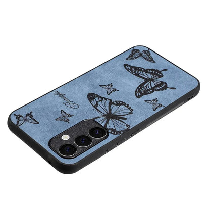 For Samsung Galaxy A34 5G Case Flower Pattern PU+PC+TPU Retro Phone Cover