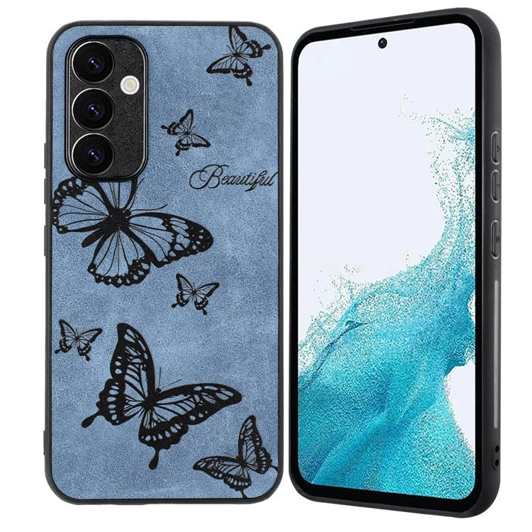 For Samsung Galaxy A34 5G Case Flower Pattern PU+PC+TPU Retro Phone Cover