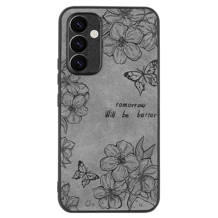 For Samsung Galaxy A34 5G Case Flower Pattern PU+PC+TPU Retro Phone Cover