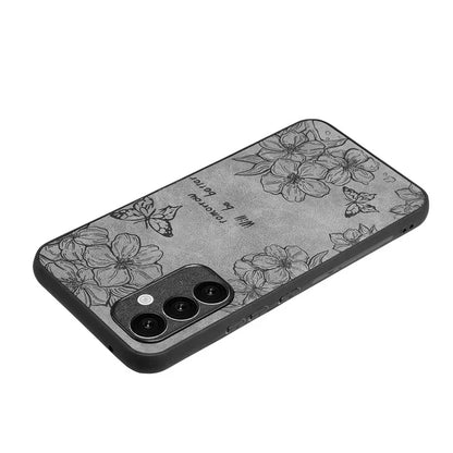 For Samsung Galaxy A34 5G Case Flower Pattern PU+PC+TPU Retro Phone Cover