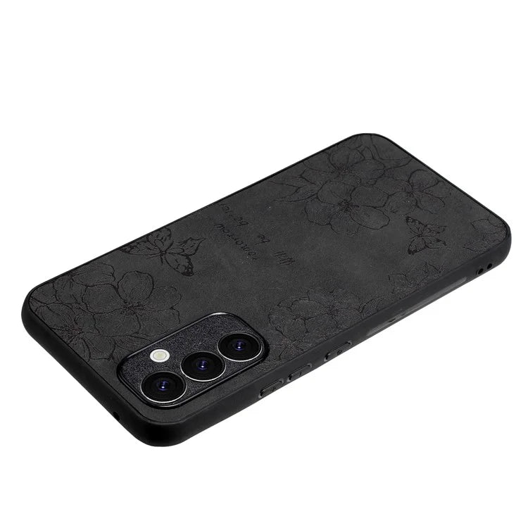 For Samsung Galaxy A34 5G Case Flower Pattern PU+PC+TPU Retro Phone Cover