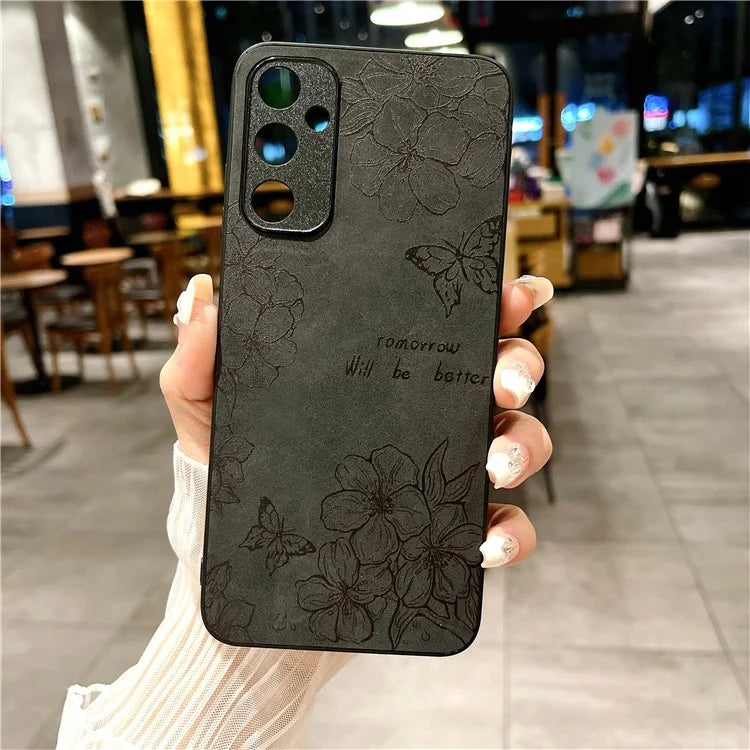 For Samsung Galaxy A34 5G Case Flower Pattern PU+PC+TPU Retro Phone Cover