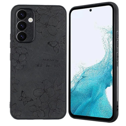 For Samsung Galaxy A34 5G Case Flower Pattern PU+PC+TPU Retro Phone Cover