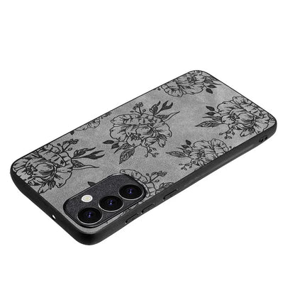 For Samsung Galaxy A34 5G Case Flower Pattern PU+PC+TPU Retro Phone Cover
