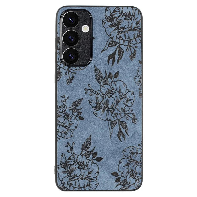 For Samsung Galaxy A34 5G Case Flower Pattern PU+PC+TPU Retro Phone Cover