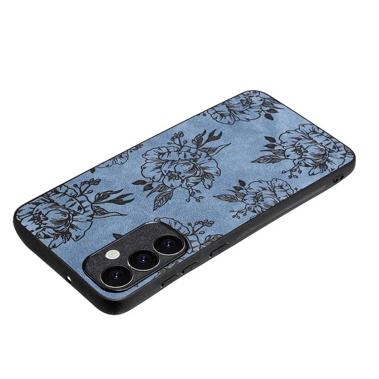 For Samsung Galaxy A34 5G Case Flower Pattern PU+PC+TPU Retro Phone Cover