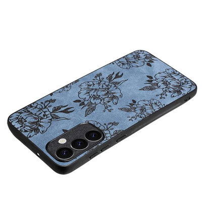 For Samsung Galaxy A34 5G Case Flower Pattern PU+PC+TPU Retro Phone Cover