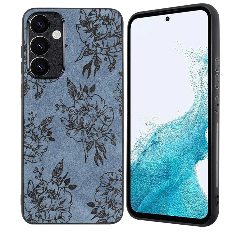 For Samsung Galaxy A34 5G Case Flower Pattern PU+PC+TPU Retro Phone Cover