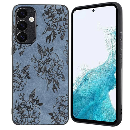 For Samsung Galaxy A34 5G Case Flower Pattern PU+PC+TPU Retro Phone Cover