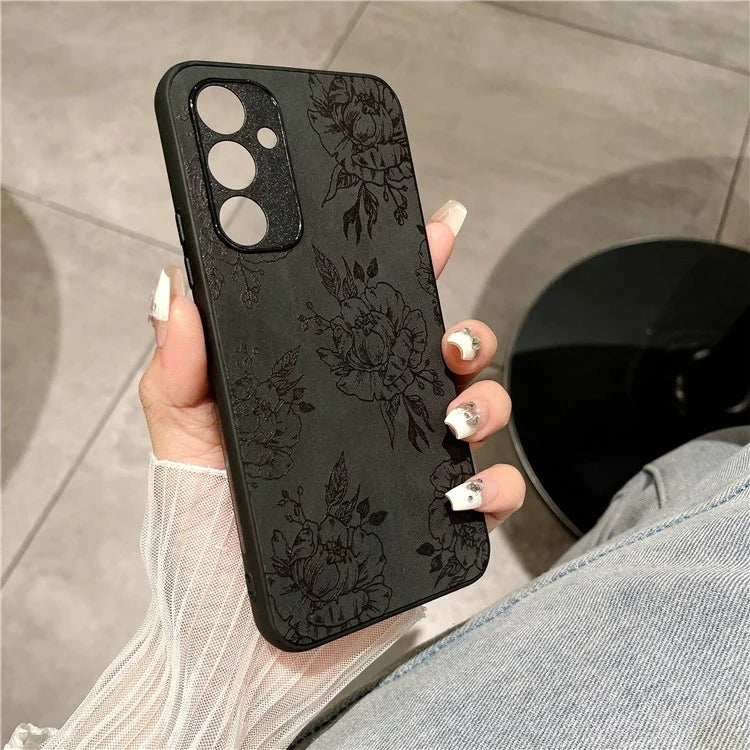 For Samsung Galaxy A34 5G Case Flower Pattern PU+PC+TPU Retro Phone Cover