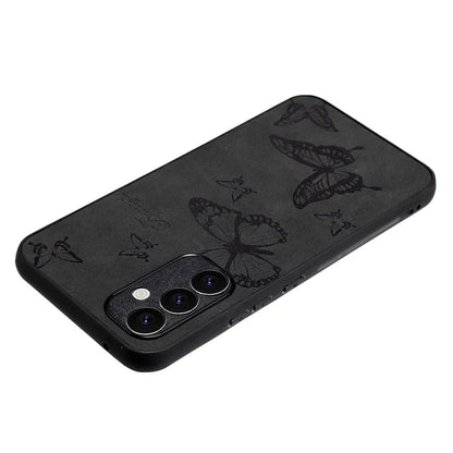 For Samsung Galaxy A34 5G Case Flower Pattern PU+PC+TPU Retro Phone Cover