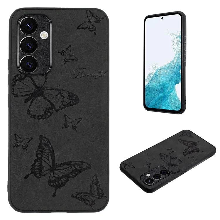 For Samsung Galaxy A34 5G Case Flower Pattern PU+PC+TPU Retro Phone Cover