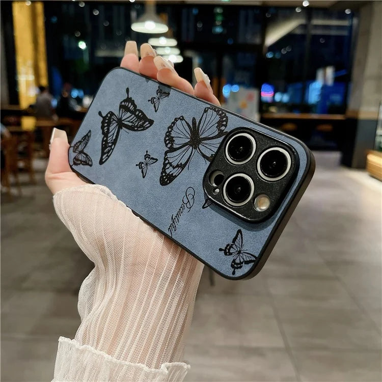 For iPhone 14 Pro Max Case Retro PU Leather+PC+TPU Smart Phone Shell