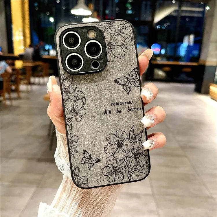 For iPhone 14 Pro Max Case Retro PU Leather+PC+TPU Smart Phone Shell