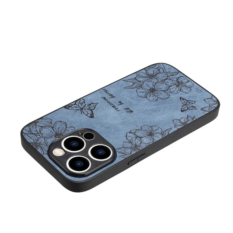 For iPhone 14 Pro Max Case Retro PU Leather+PC+TPU Smart Phone Shell